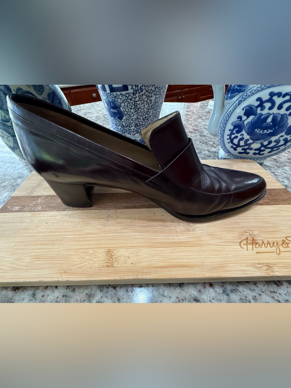 Classic Women’s Leather Penny Loafer Pump — Brown - Picture 5 of 9